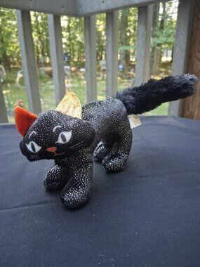 Dan Dee Collectors Choice Vintage Halloween Black Cat Glitter Plush
